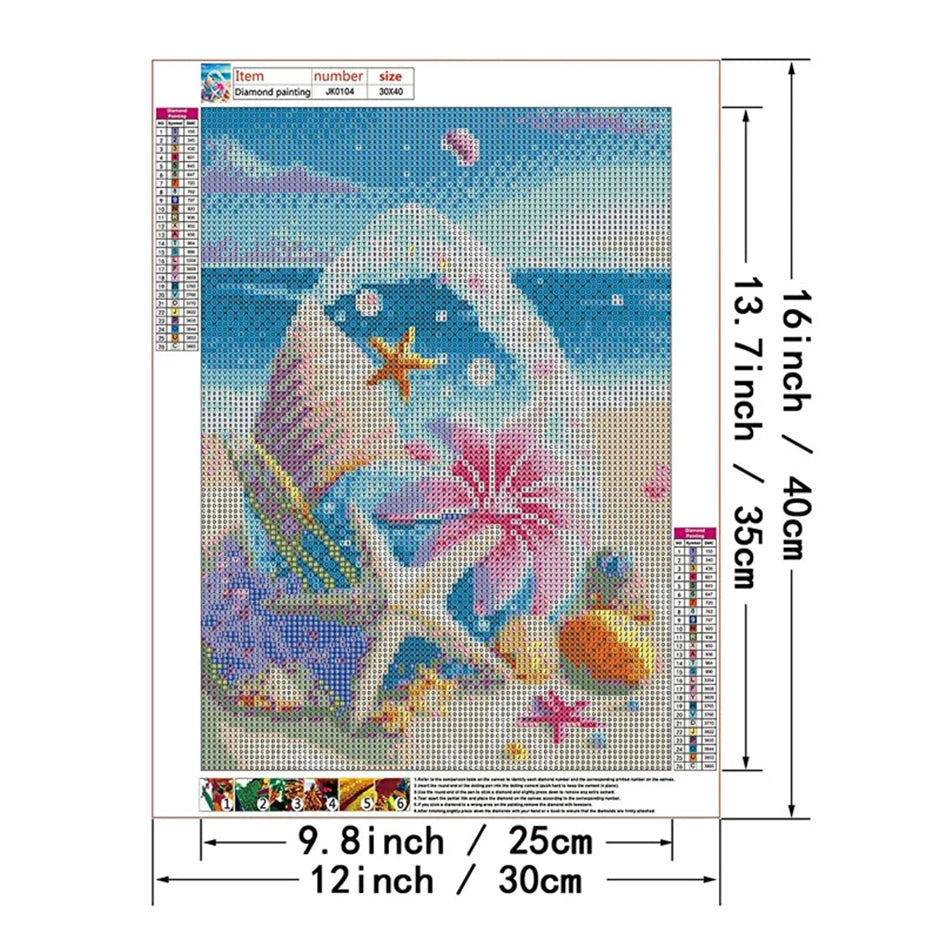 Starfish 5D Diamond Painting Fantasy Shell Seaside Scenery Full Diamond Embroidery Mosaic Cross Stitch Kits Bedroom Home Decor