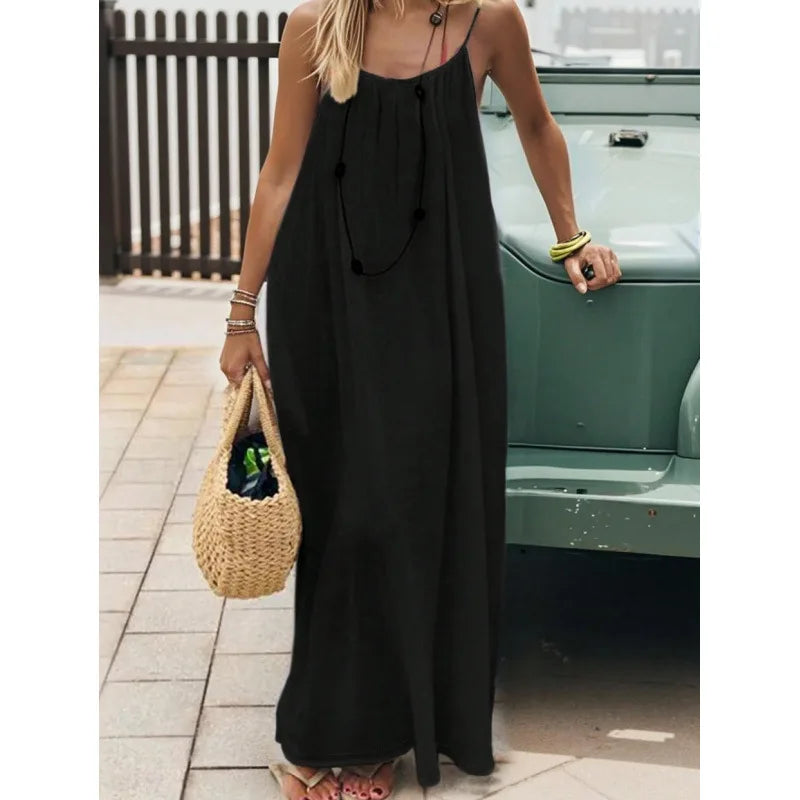 Women's Strapless Backless Long Loose Home Dress Comfortable Sleepwear
