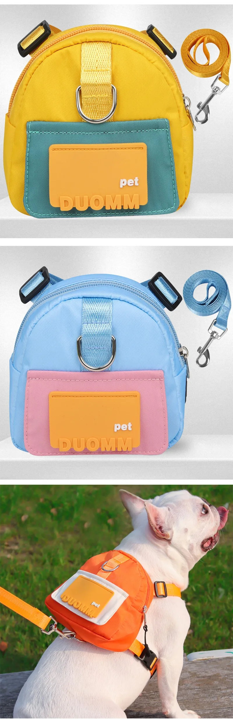 Cute Adjustable Pet Backpack with Harness Leashes Outdoor Travel Portable Dog Training Treat Pouch Pet Puppy Snack Storage Bags