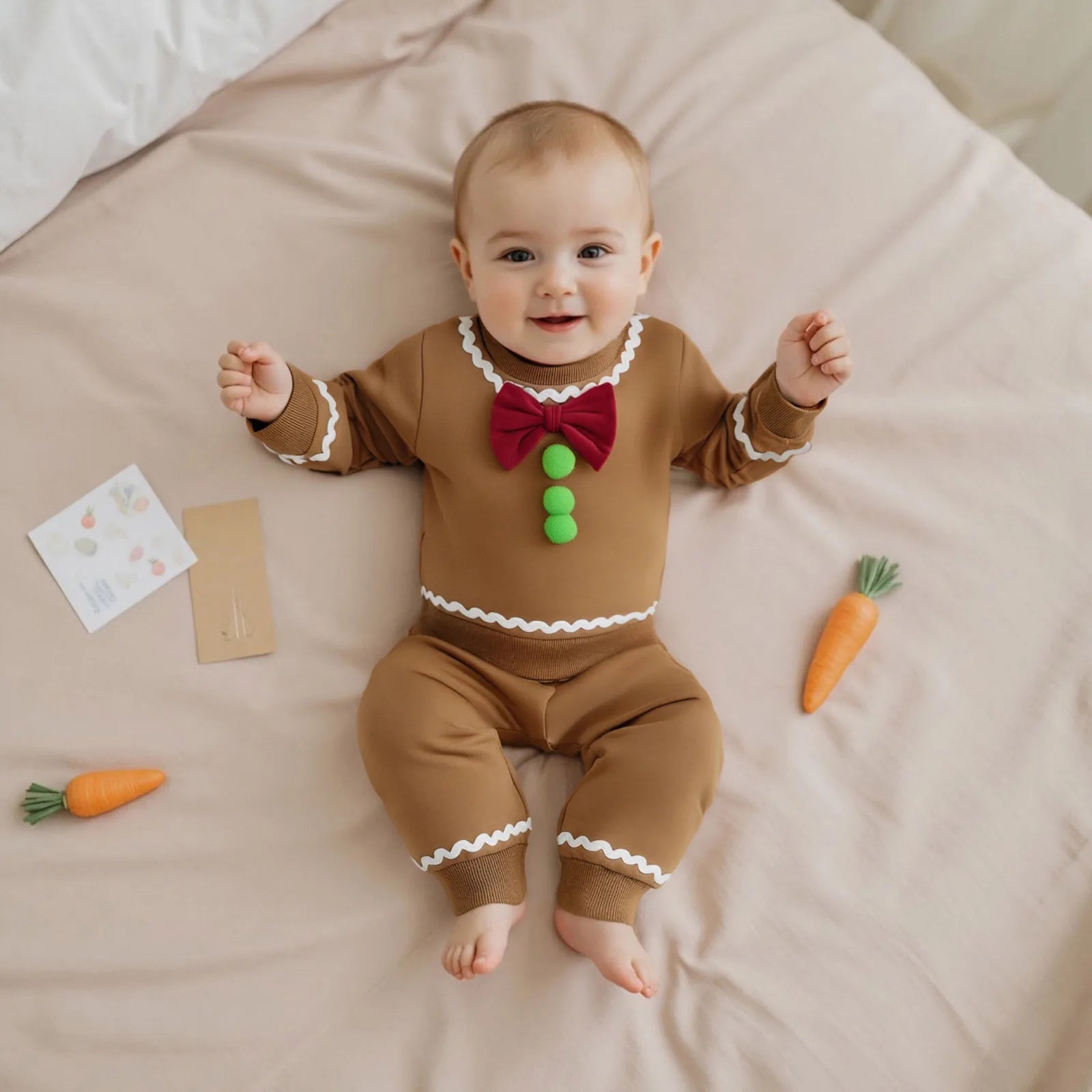 Toddler Baby Boy Girl Gingerbread Outfit Long Sleeve Sweatshirt and Pants Infant Newborn Christmas Outfits