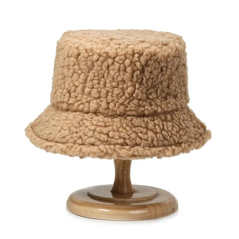 Korean Fisherman Hat Pure Color Warm Embroidered Letter Beanie Plush Light Weight Cap Unisex Casual Bucket Hat