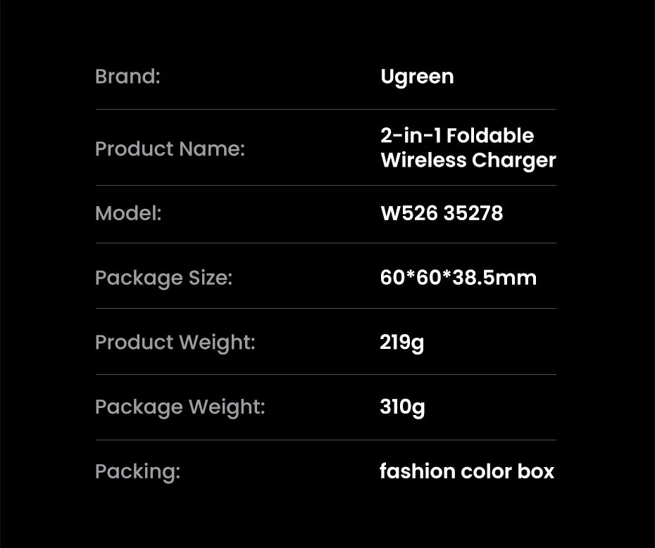 BR Sale UGREEN 15W Magnetic Wireless Charger 2-in-1 Charging Stand For iPhone 16 17 Pro Max/AirPods For Magsafe Fast Charger