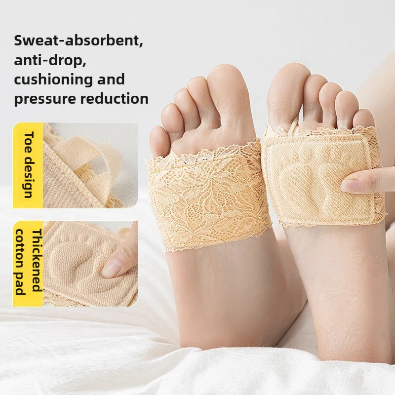 Summer Thin Lace Invisible Socks Split Toe Forefoot Socks for Women High Heel Slippers Shoes Breathable Lace Socks for Halloween