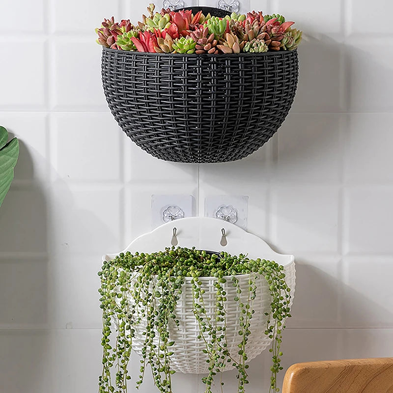Flower Pot Exquisite Wall-mounted Plastic Wall Hanging Basket Flowerpot For Outdoor Garden Balcony Planter Bucket Home Decor New