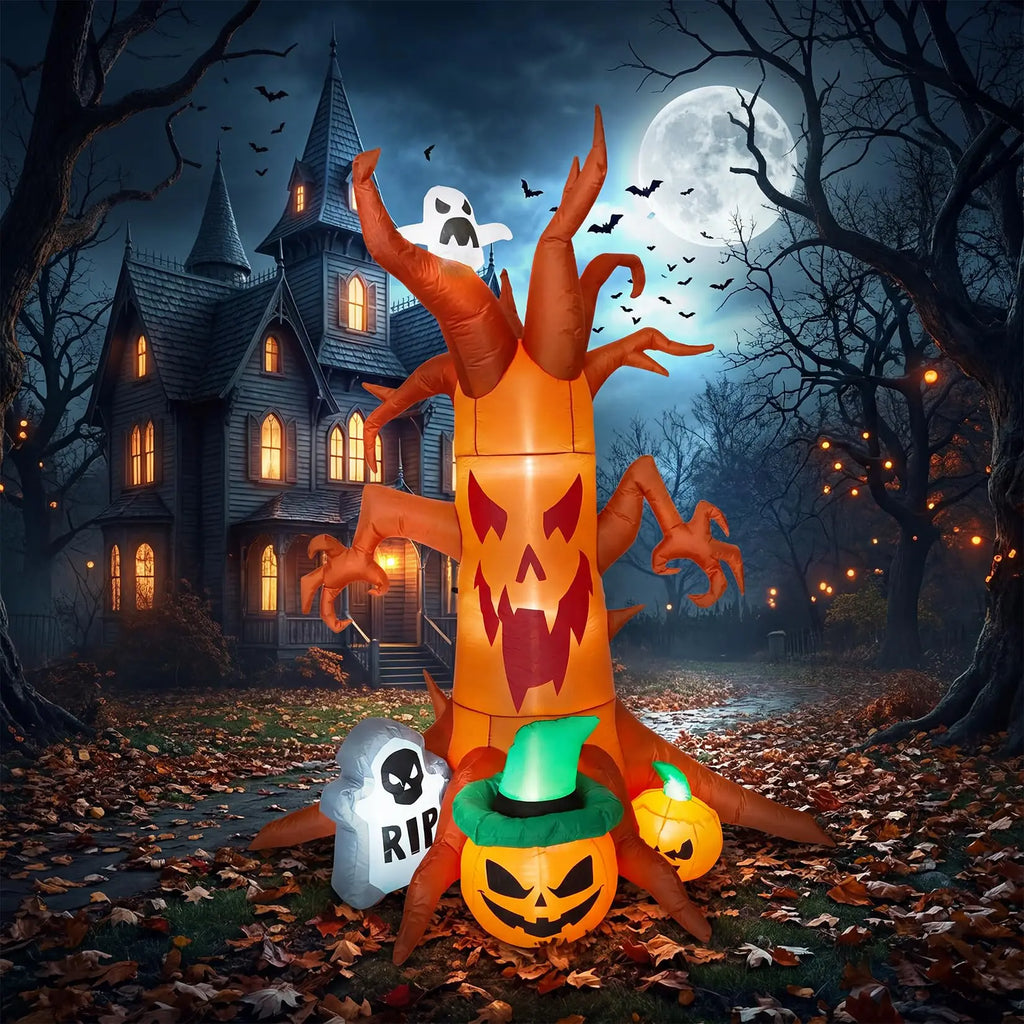 8ft 240cm Giant Halloween Inflatable Spooky Tree With Ghost