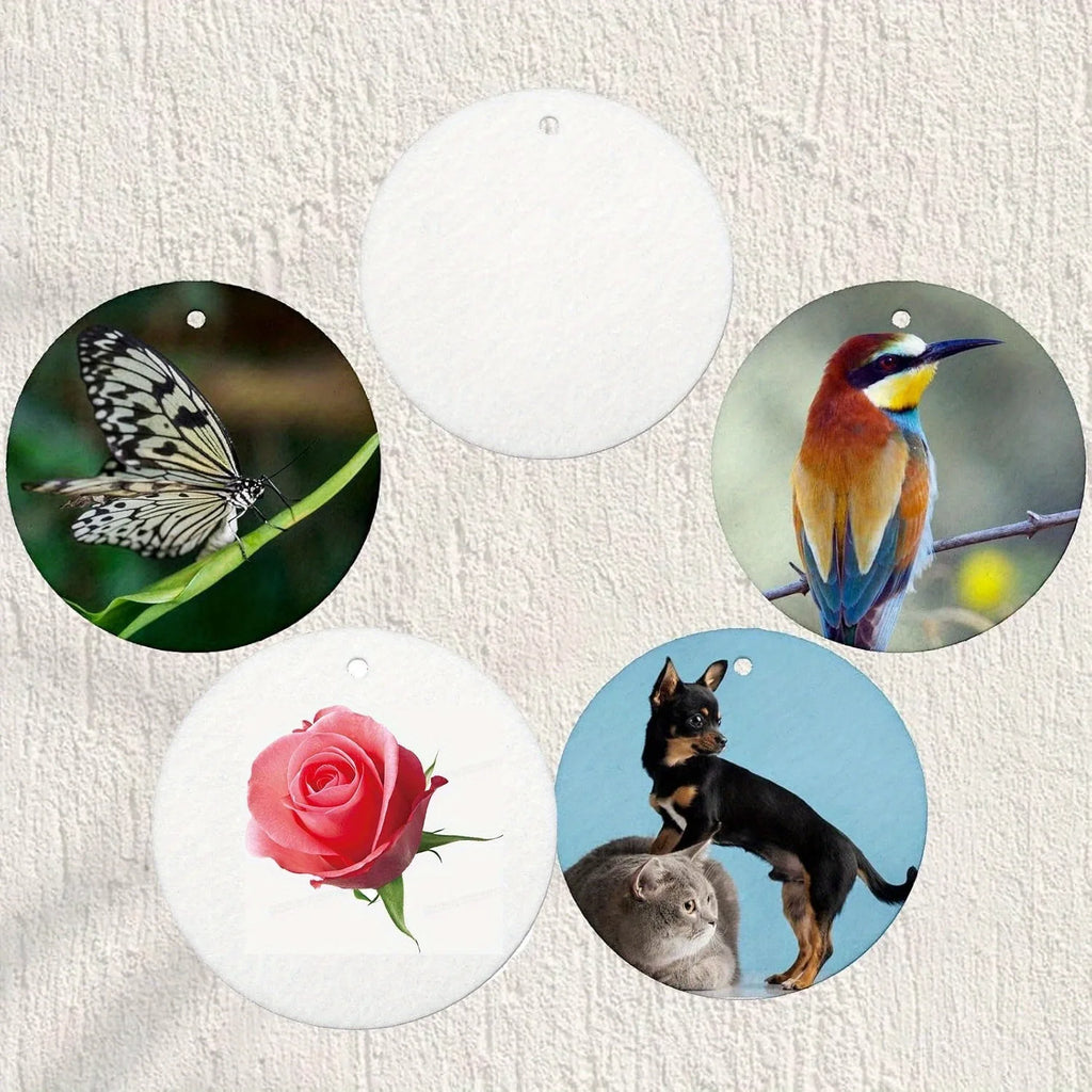 10/30/50pcs Sublimation Air Freshener Blanks – Round DIY Hanging Sheets with Elastic Straps for Car and Home Decor