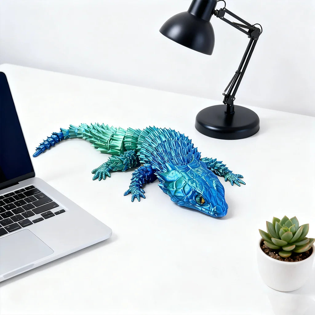3D Printed Lizard Statue, Flexible 3D Printed Animal, Colorful Figurines Statue, Gifts, 36.5Cm/14.37In, 23.5Cm/9.25In