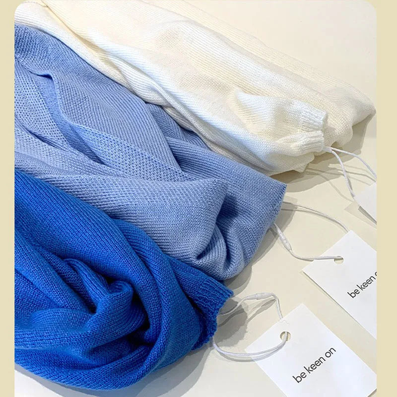 Korean Knitted Shawl Summer Fashionable Versatile Fake Collar Neck Guard Knotted Cape Shoulder Scarf Solid Color Scarve Women