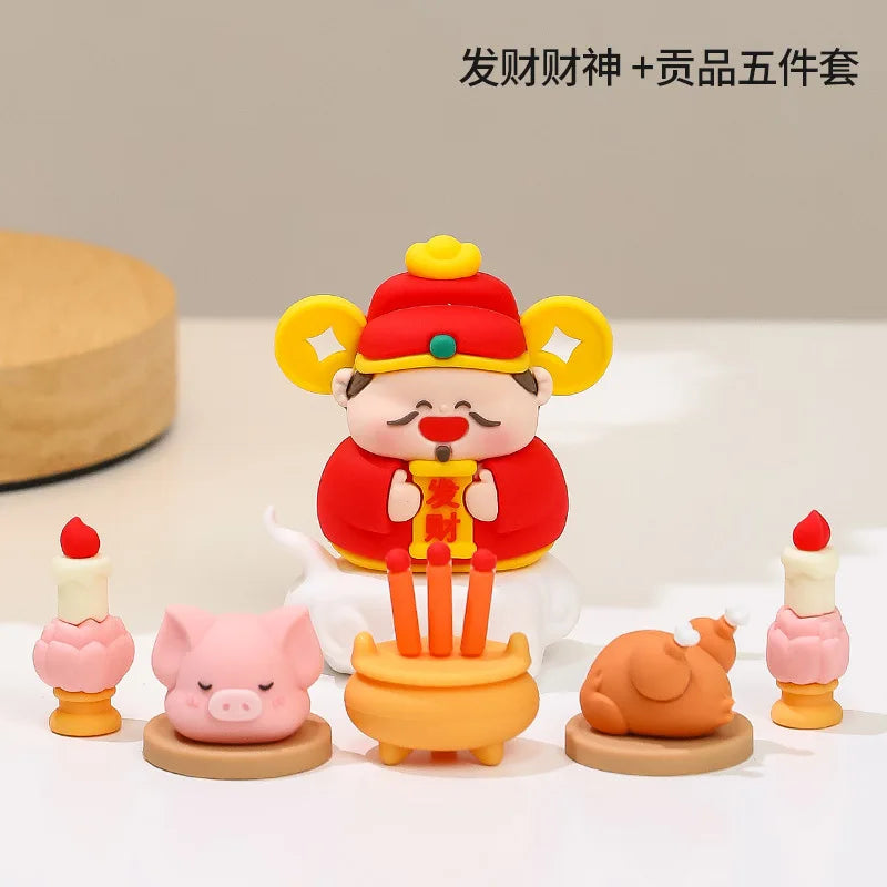 Chinese Deity Figurines Desk Organizer Creative Car Interior Zen Decor Office Stress Relief Ornament Car/Buddha Shrine Decor