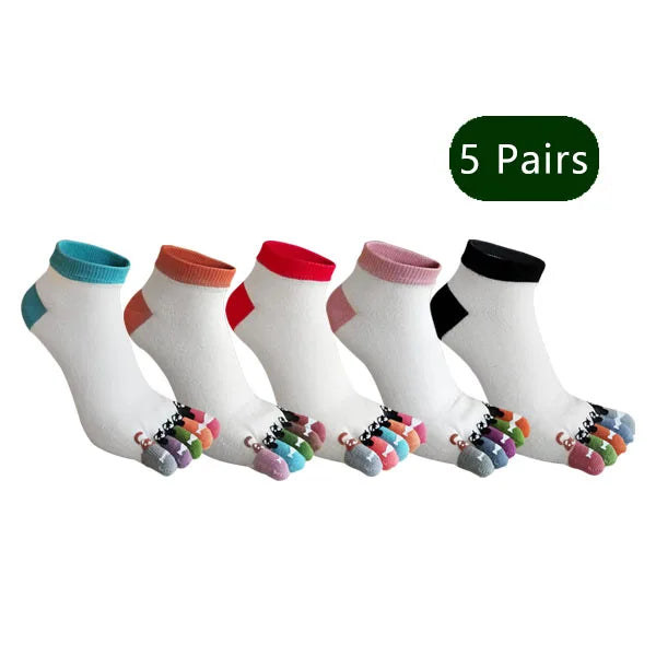 Wiggle Socks 1/5 Pairs Toe Socks Women Girl Cotton White Cute - Pair