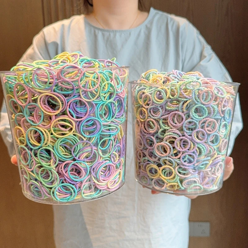 [50/100Pcs] Baby Rubber Band Does Not Hurt The Hair Small Thumb Ring High Elastic Thread Toddler Seamless Scrunchies Set