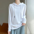 Spring Summer 100% Mercerized Cotton Hoodie Women Loose Straight Tops Simple Casual sweatshirt For Minimalist 2025
