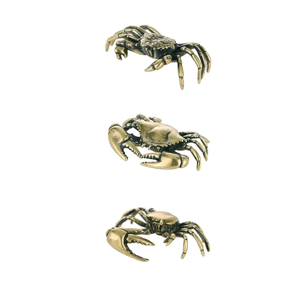 Pure Brass Crab Figurines Mini Animal Statue For Office Desk Living Room Antique Animal Miniature Figurines Home Decor