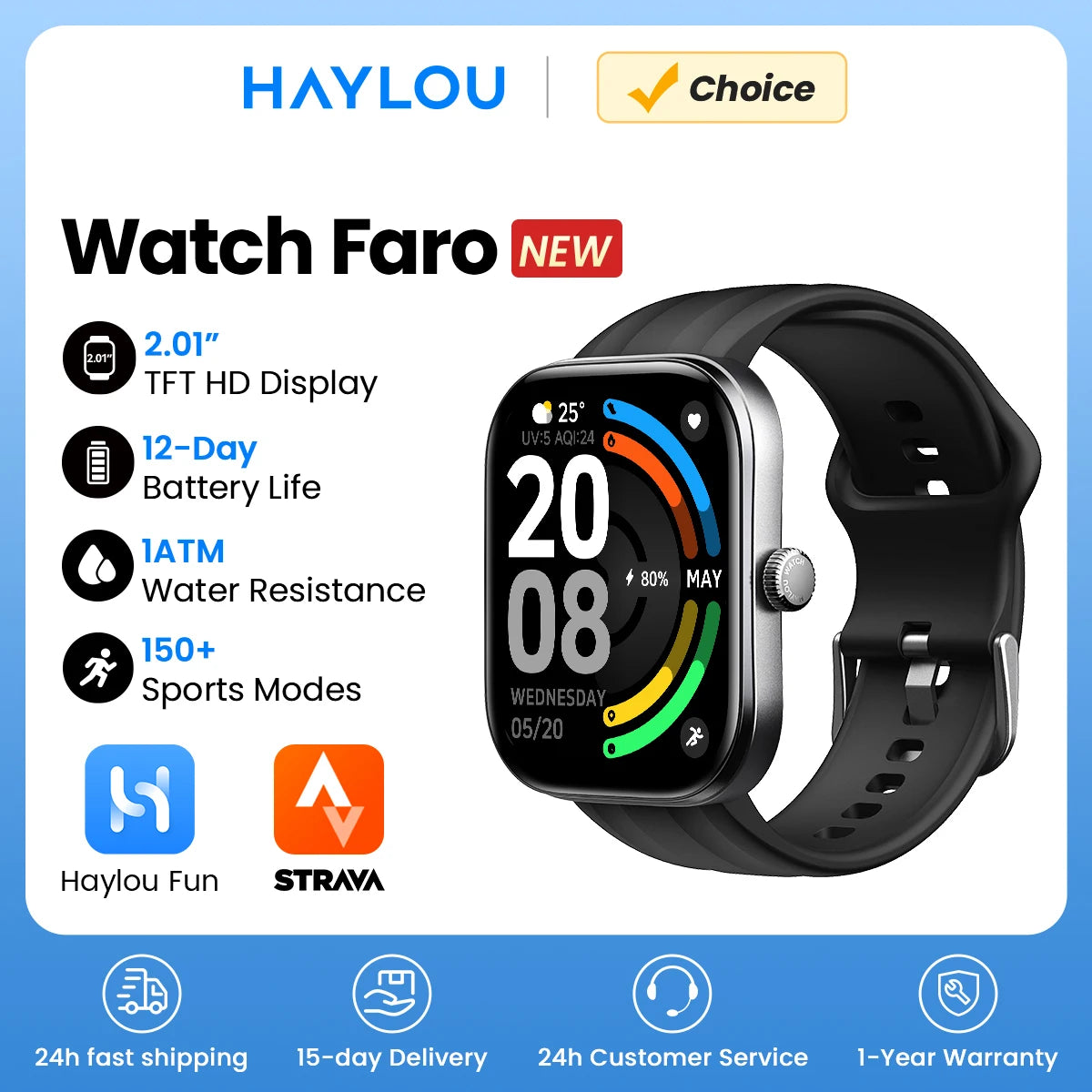 HAYLOU Watch Faro Voice Calling Smart Watch 2.01'' HD