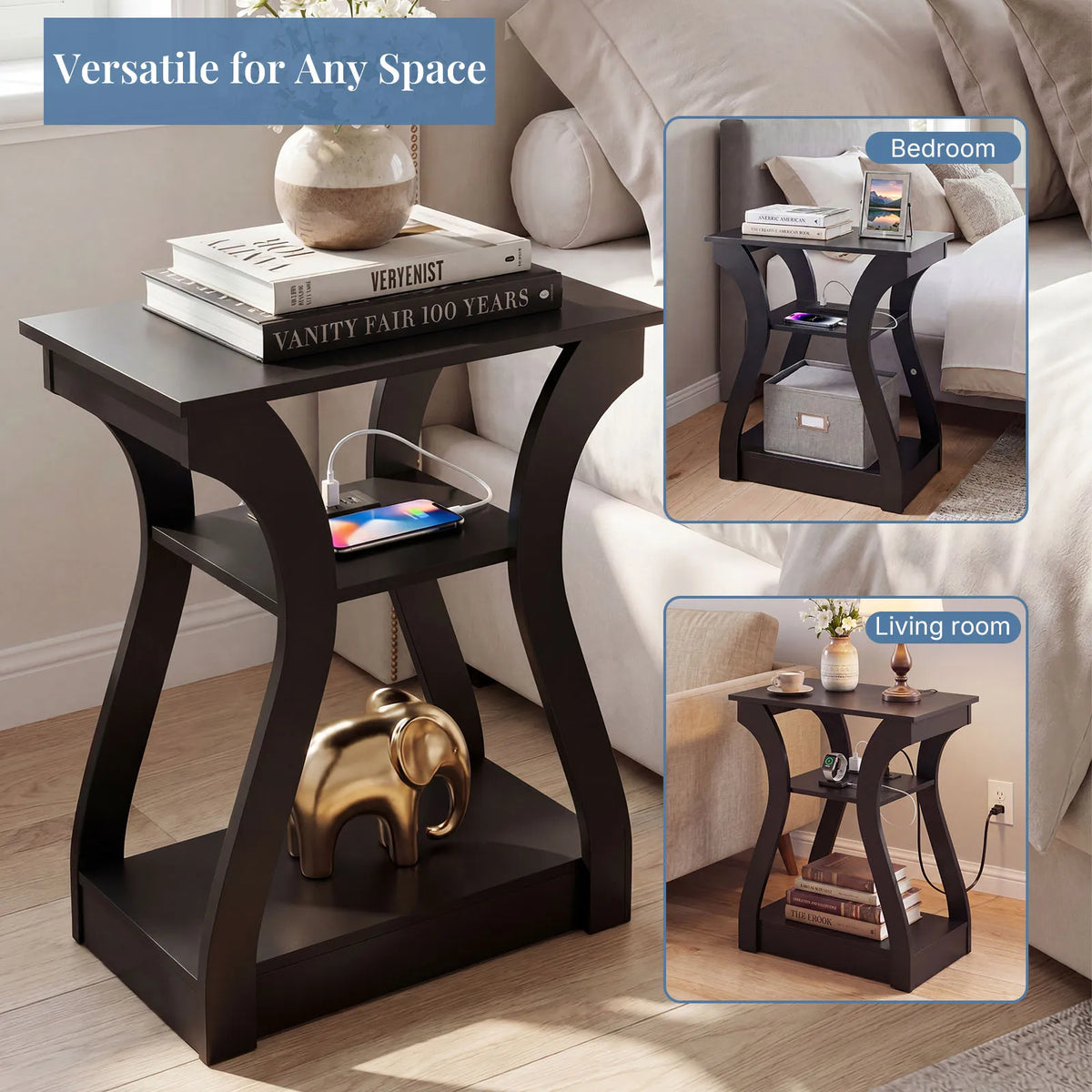 MCQ 2 Pack Living Room Cabinet with Charging Station