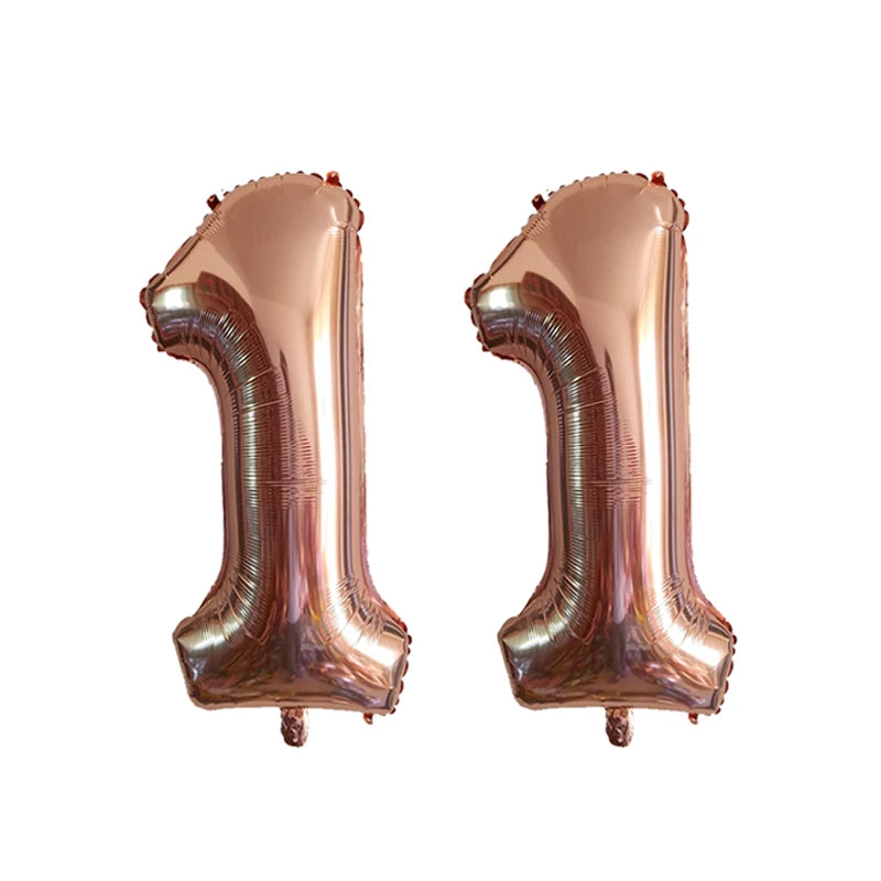 2pcs 32inch Rose Gold Balloon Number Banner 18 25 30 40 50 60 Birthday Party Decoration Kids Adult Anniversary Digit Foil Ballon