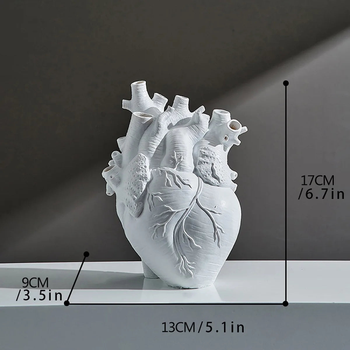 Heart Shaped Flower Vase Realistic 3D Human Heart Design Flower Pot Unique Decor for Home, Office or Garden Creative Medical Ana