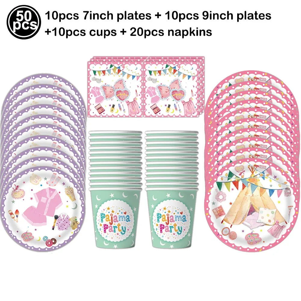 Pink Pajama Theme Candy Biscuit Snack Gift Bags with Handle Girls Night Birthday Party Baby Shower Decoration Supplies Gifts