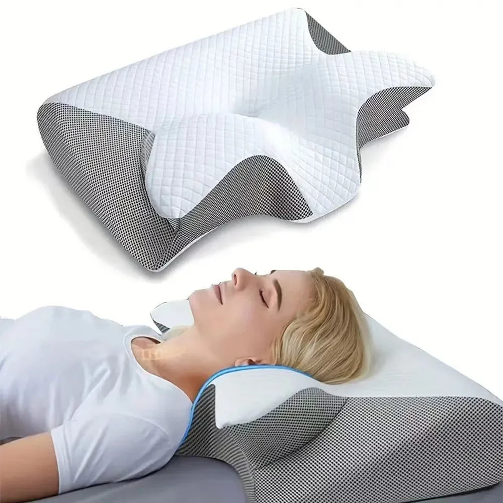 2025 New Butterfly Sleep Memory Neck Pillow Slow Rebound Memory Foam Sleep Pillow Cervical Orthopedic Neck Massage Bed Pillow