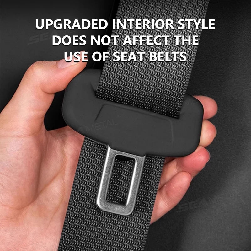 BLALION 2Pcs Seat Belt Buckle Cover Anti-Scratch Rubber Car