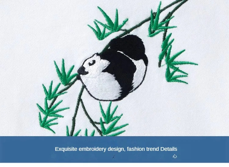 Fashion Crewneck Sweatshirt Men Bear Embroidery Hoodies Women Casual Chinese Panda Bamboo Fleece Designer Harajuku Pullover 2024