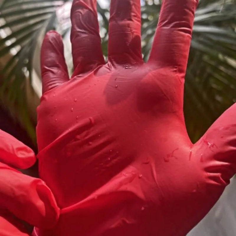 100/50/20PCS Disposable Red Nitrile Gloves Latex Free Waterproof Durable Suitable for Kitchen Food Processing Beauty SalonFamily