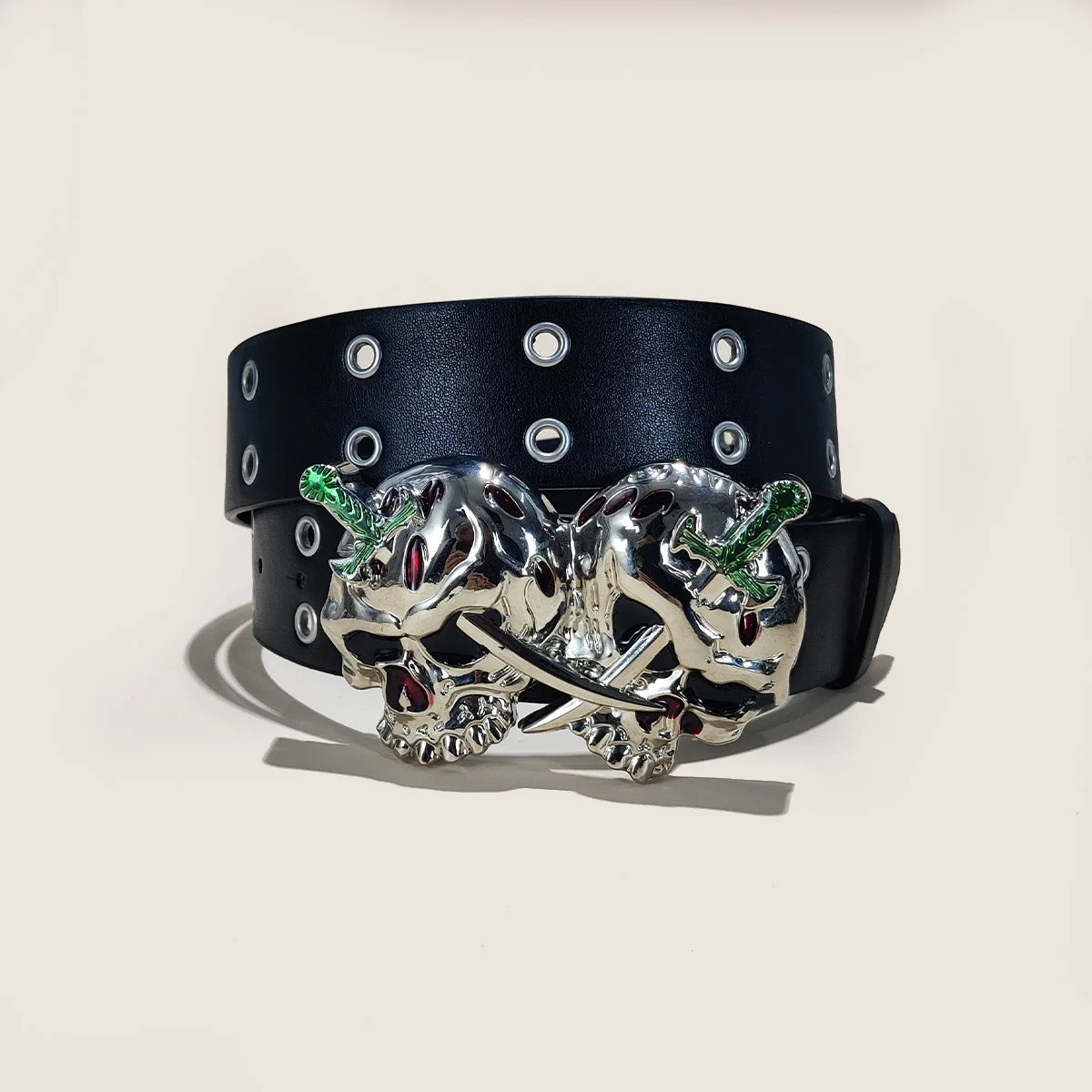 Women's Punk Skull Belt Harajuku Gothic Y2K Eyelet Skeleton Head