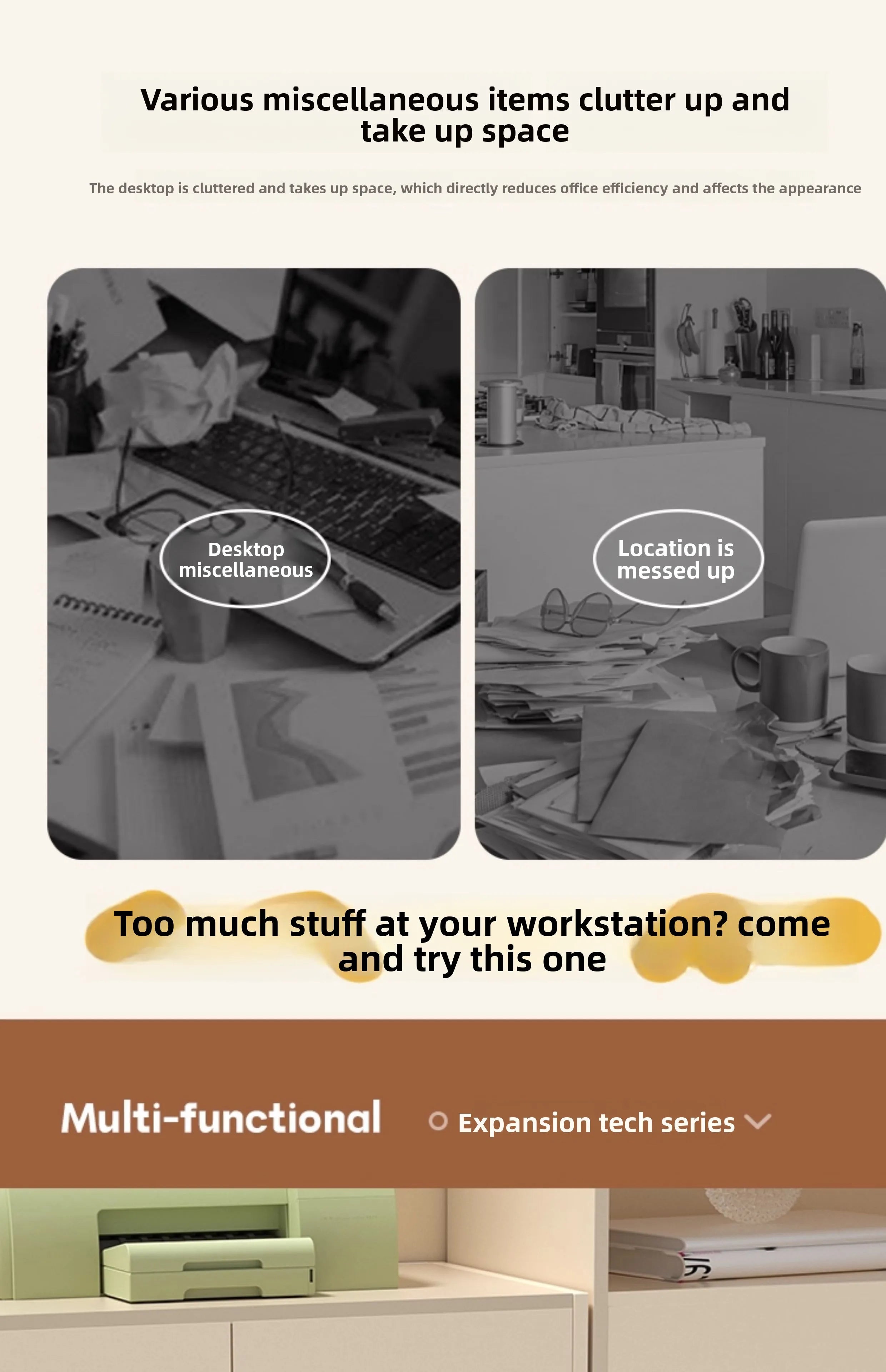 Office Desk Accessories, Desk Organizer, 4-Tier Office Supplies with File Holder, Integrated Design without Installation.