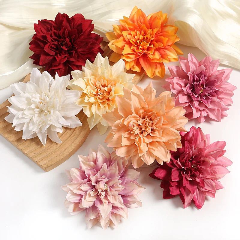 3/7pcs Bulk 15cm Artificial Dahlia Flowers Chrysanthemum Handmade DIY Home Decor Flowers Head Bride Flowers Bouquet Accessories