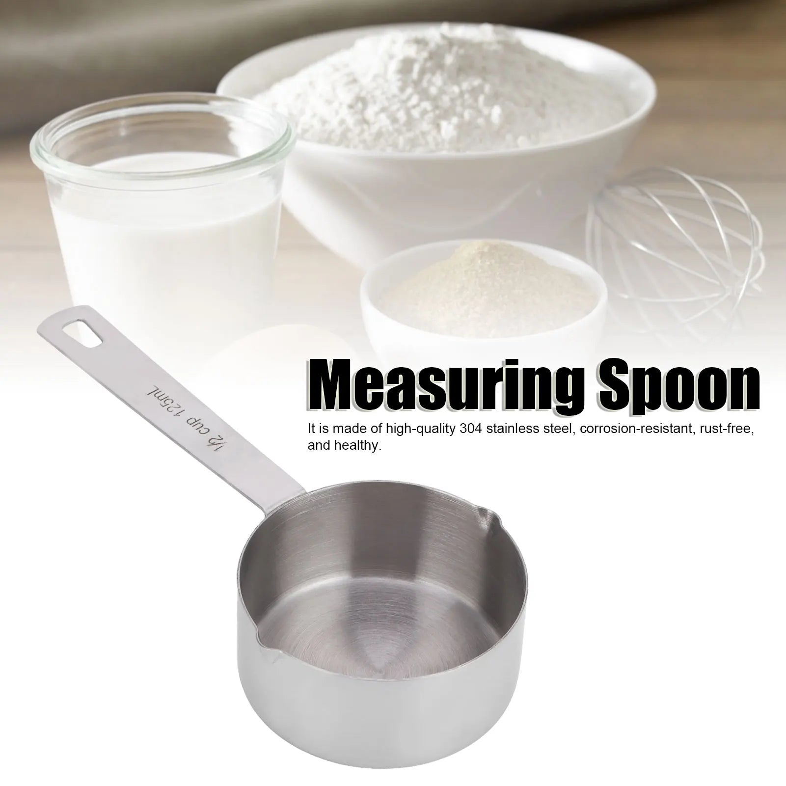 Baking Measuring Spoon 304 Stainless Steel Measuring Cup Scoop with Scales Kitchen Supplies Baking Measuring Spoon Measuring Cup