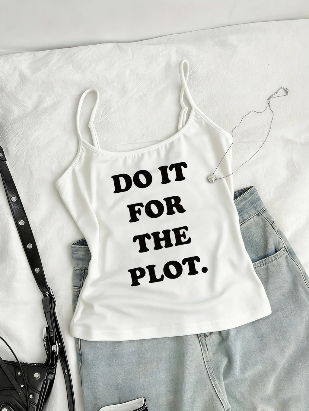 Americanstyle Roundneck Camisole with Do It for the Plot Y2K