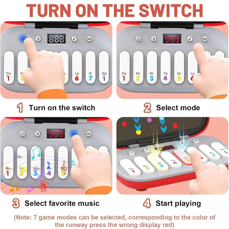 Electronic Music Rhythm Puzzle Game Machine Light Up Sensory Fast Push Organ Montessori Educational Travel Toy