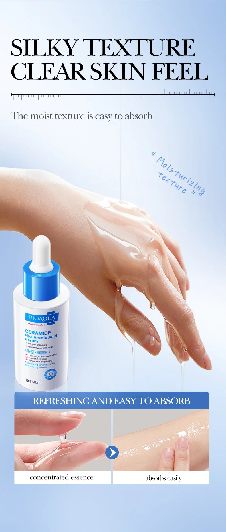 BIOAQUA Ceramide Hyaluronic Acid Serum for Face Moisturizing Anti Wrinkles Anti-aging Whitening Facial Essence Skin Care