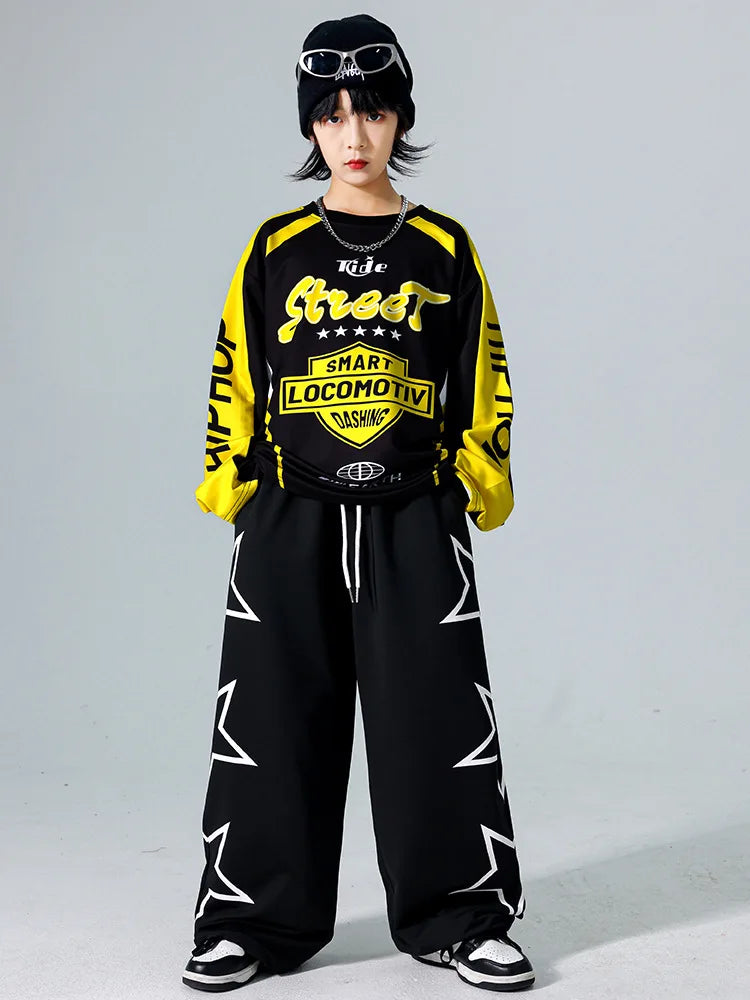 Boys K-pop Sweatshirt Fashion Vest Sweatpants Girls Hip Hop Joggers Pants Costumes Child Streetwear Kids Jazz Dance Clothes Sets