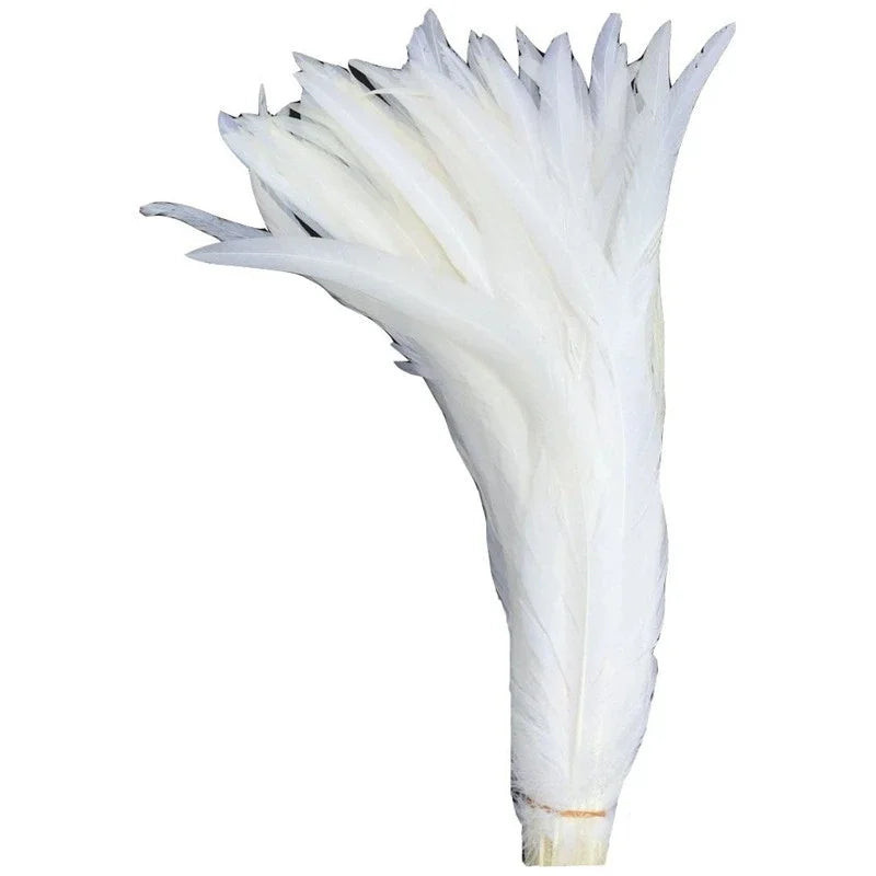 Top Quality 50 Pcs Pure White Rooster Tail Feather 30-35cm 12-14inch Natural Feathers Wedding Decoration clothing accessories
