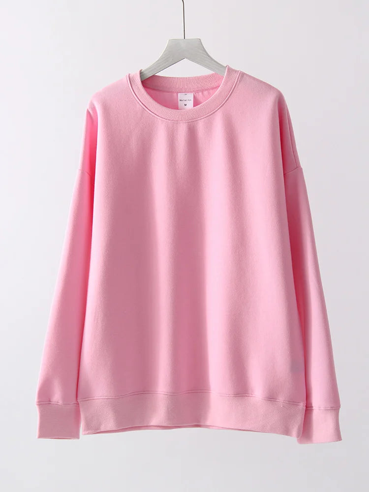 Autumn Oversized Sweatshirts Women Cotton Loose Pullovers Red O Neck Warm Sweatshirt For Women Oversize Winter Clothes Fleece