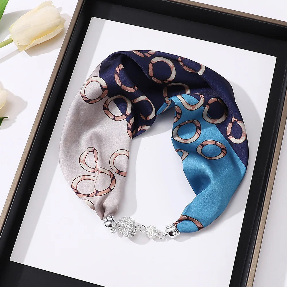 Imitation Silk Scarf Magnetic Buckle Necklace Pendant Wearing Spring and Autumn Cervical Protection for Women