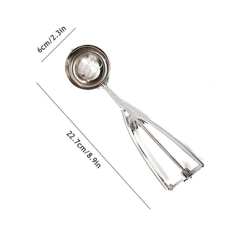 Stainless Steel Ice Cream Scoop Spring Handle Mash Potato Watermelon Ball Scoop Ice Cream Mold Home Kitchen Accessories Gadgets