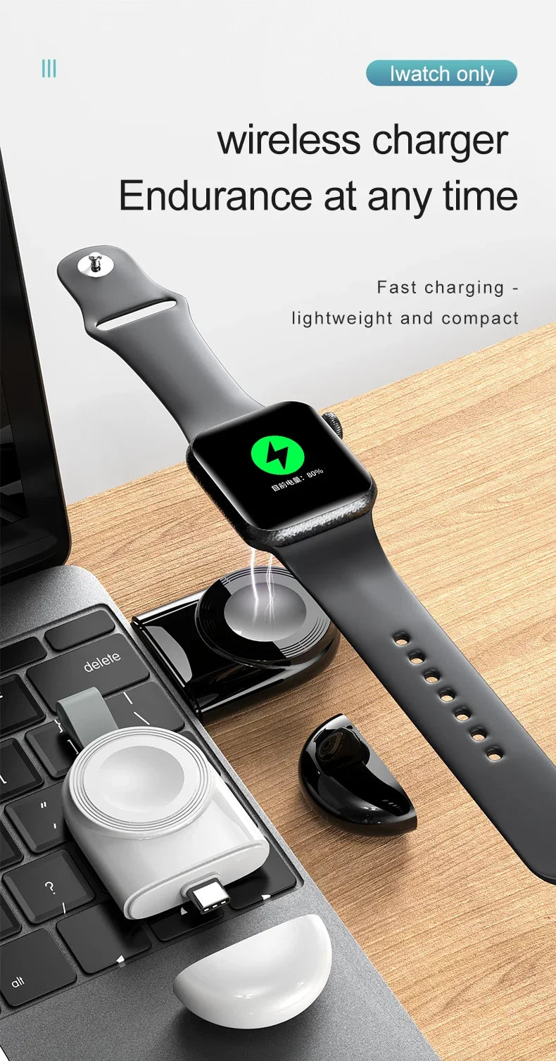 Mini Magnetic Wireless Charger Dock For Apple Watch series 8 7 6/5/4/SE/3/2 Portable Wireless Charging Cable Charger For iwatch