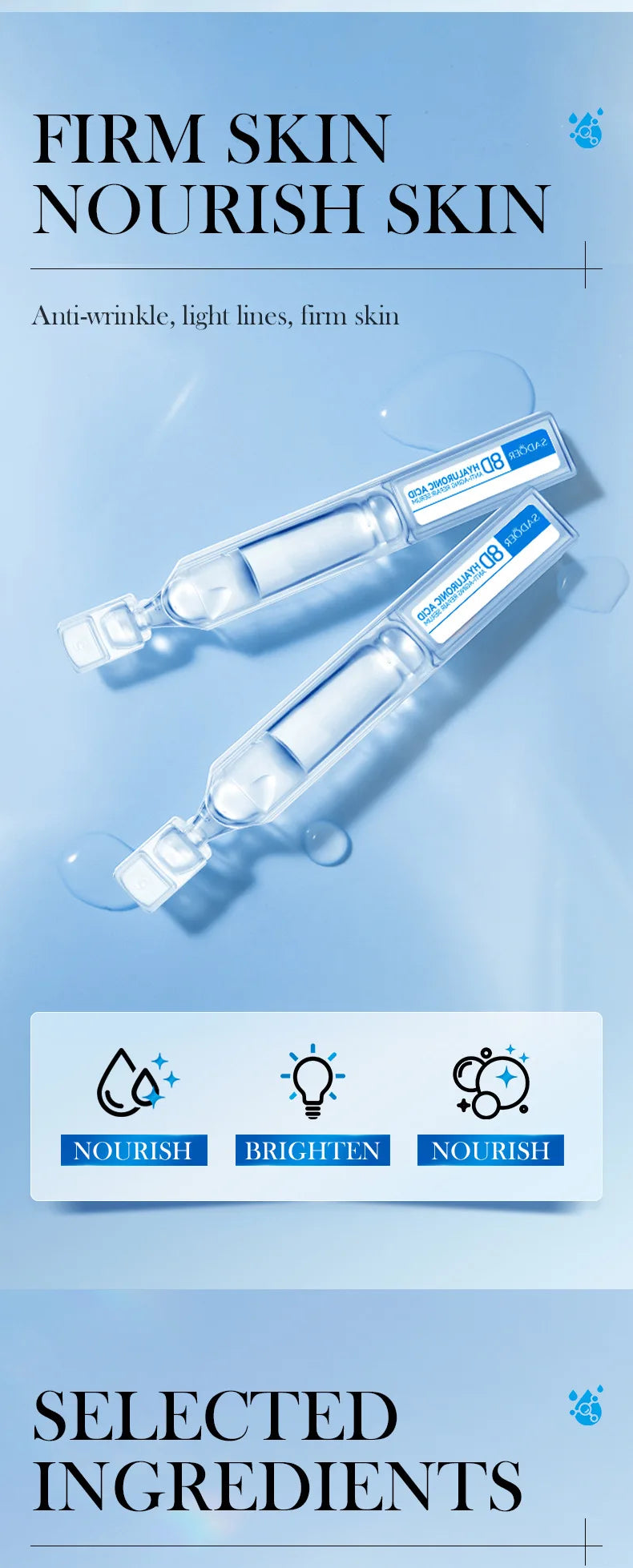 Hyaluronic Acid Instant Wrinkle Remover Essence Fade Fine Lines Face Serum Anti Aging Firming Lifting Whitening Korean Skin Care