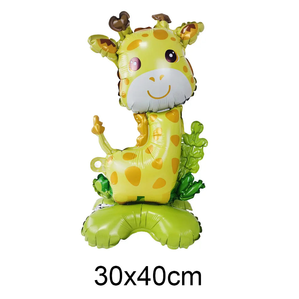 Standing Cute Animal Giraffes Seals Turtles Sharks Dolphin Bunny Foil Balloons Animal Sea Zoo Themed Birthday Party Decorations