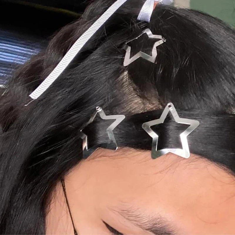 Non-Slip Star Hair Clips Y2K Metal Snap Barrettes Five-Pointed