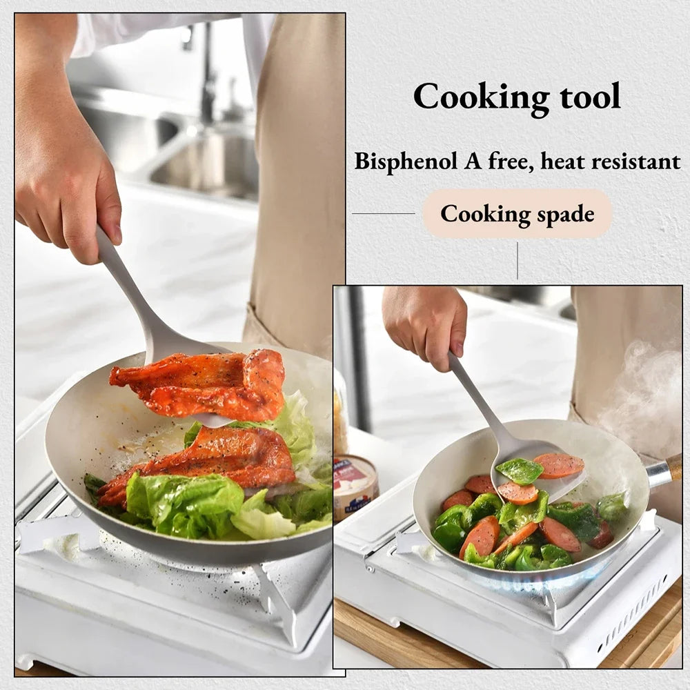 15pcs Khaki Food Grade Silicone Kitchen Cookware Utensils Turner