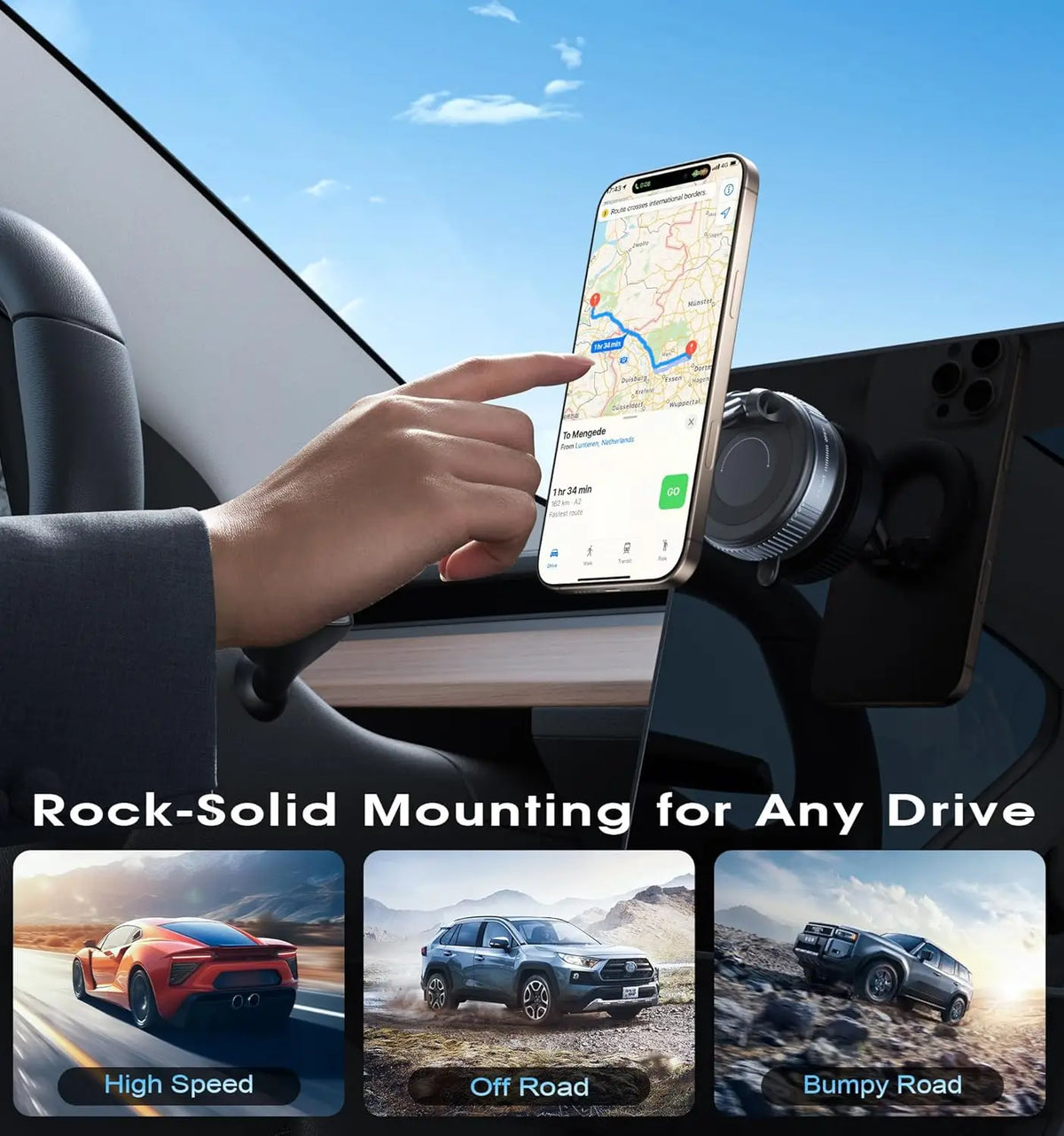 Vacuum Suction Magnetic Car Phone Holder 360° Rotatable Foldable