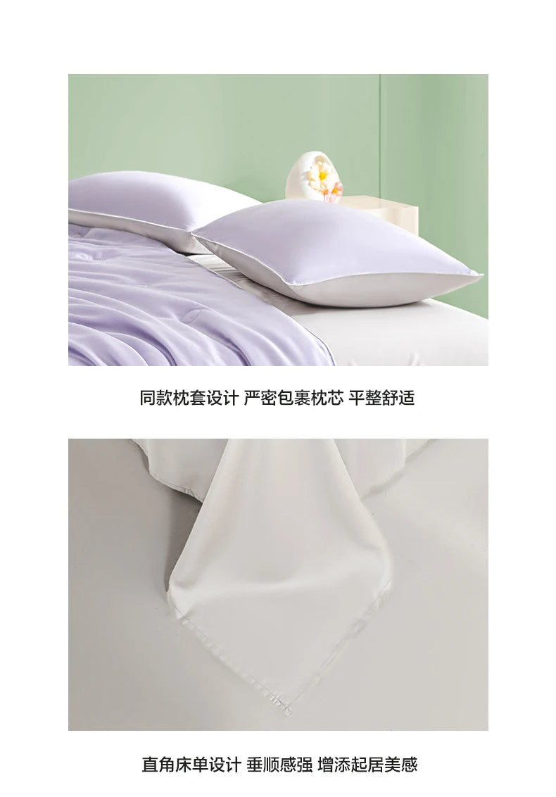 New Cooling Sensation Summer Duvet Brings Coolness Washed Ice Silk Blanket Instant Cool Quilt All Ages Silky Touch Comforter Set