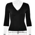 Gtpdpllt Women's T-Shirts Sexy Deep v Neck Mid Sleeve Crop Top