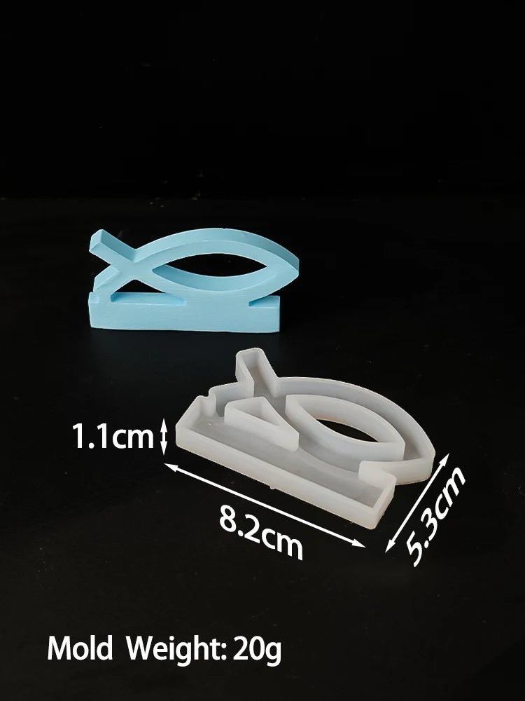 Creative Cross Fish Candle Holder Silicone Mold DIY Handmade Epoxy Resin Plaster Craft Candlestick Casting Molds Gift Home Decor