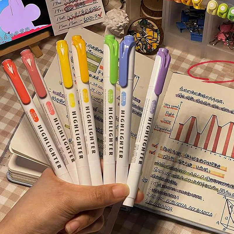 15 Colors Double Headed Highlighter Pen Set Fluorescent Drawing
