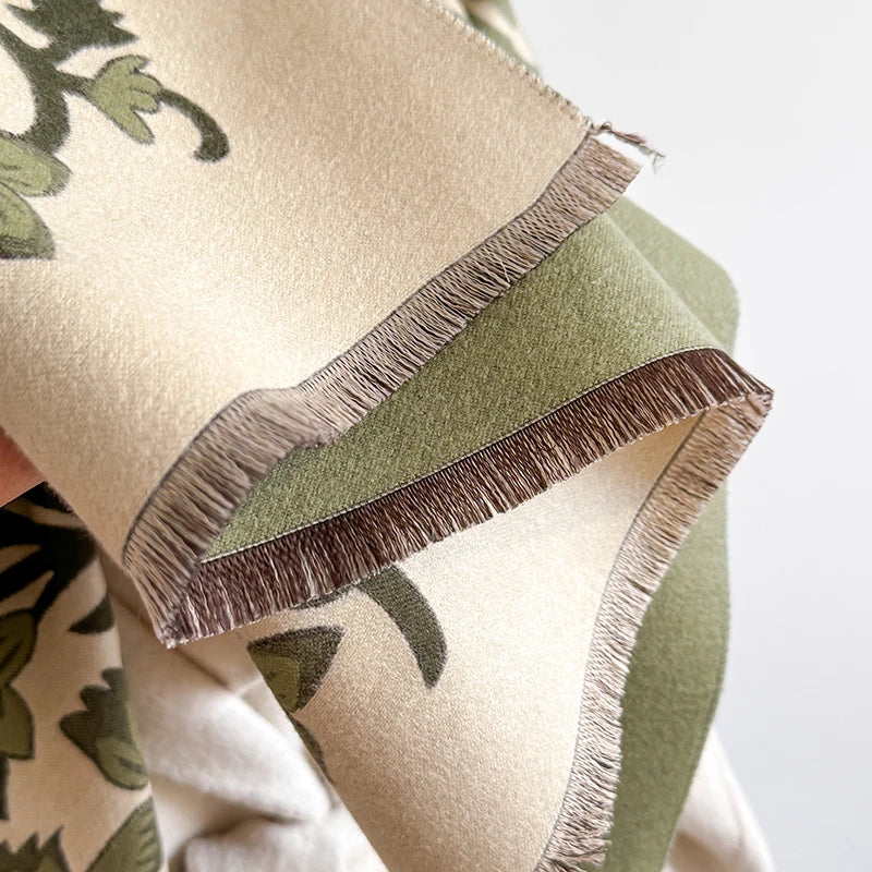Women's Winter Luxury Thick Warm Pashmina Wrap Imitation Cashmere Scarf with Striped Jacquard Design for Casual Wear