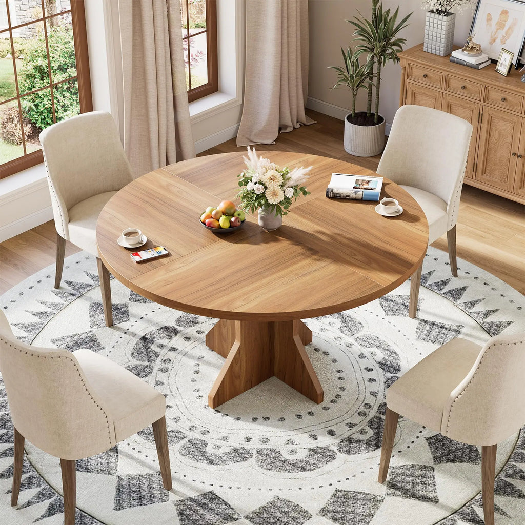 47-Inch Round Pedestal Dining Table, Modern